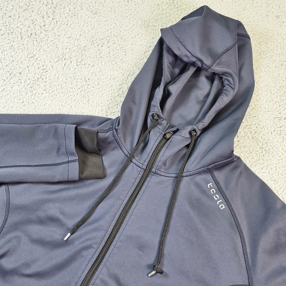 Tesla Jacket Mens Large Blue Hooded Softshell Zip Pockets Athletic MKJ03-NVY